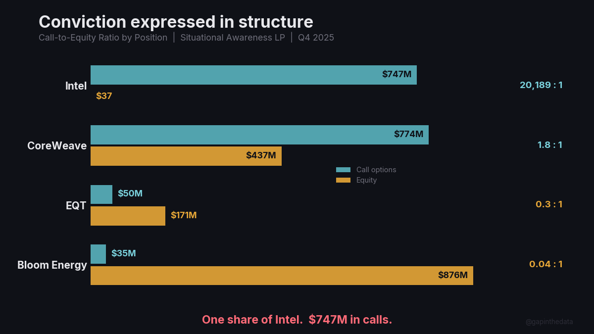 One share of Intel. $747 million in calls.